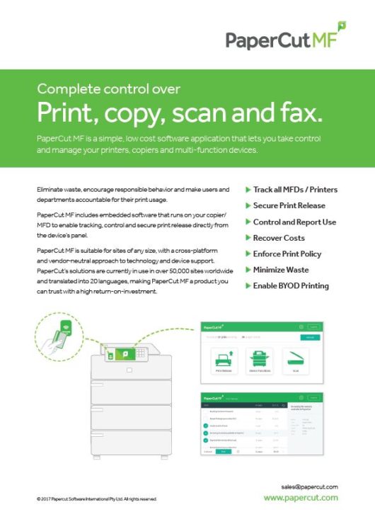 Papercut, Mf, Fact Sheet, Future Print Services