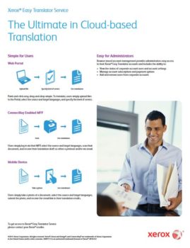 Fact Sheet, Xerox, Easy Translator Service, cloud, Future Print Services
